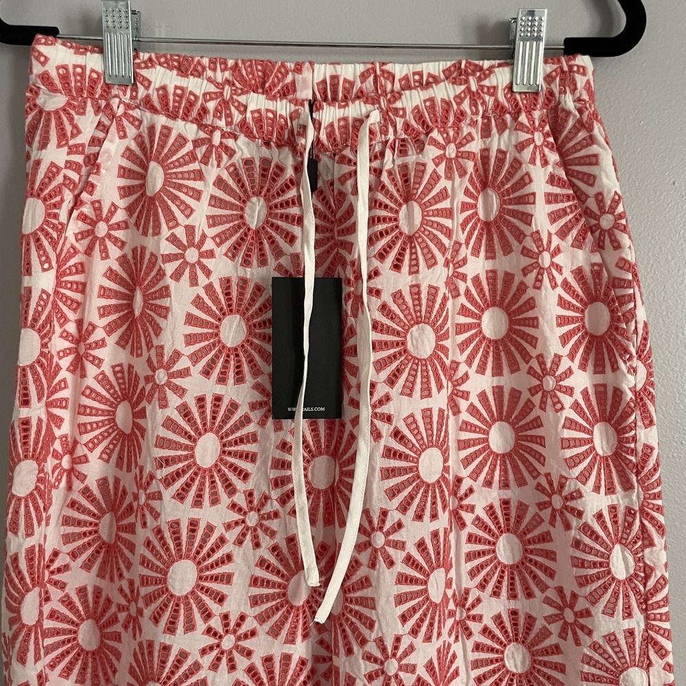 RAILS Emmie Pant Sunburst Embroidery Size Small NWT Pink Beach Resort Cover Up - Picture 2 of 12